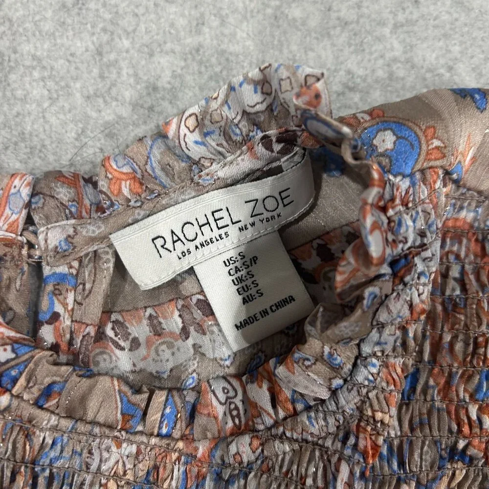 Rachel‎ Zoe Sleeveless Paisley Blouse Women’s Small Boho Smocked Top - Picture 3 of 6